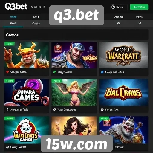 Variedade de jogos disponíveis em q3.bet